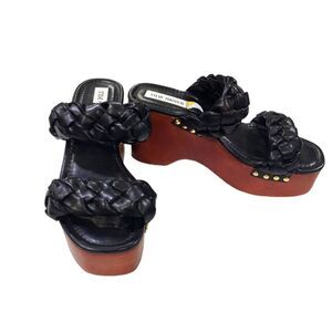 EUC Steve Madden women's Maren Platform heeled Sandal Braided Strap Black 8